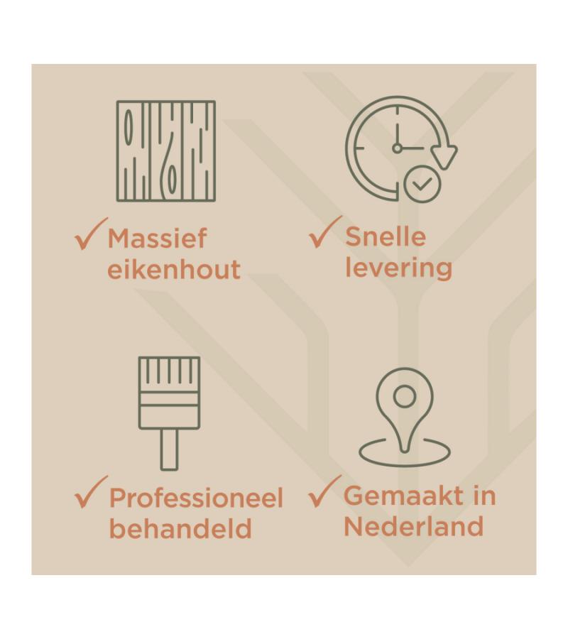 Badplank eiken klei recht 70 x 20 cm - 25 mm